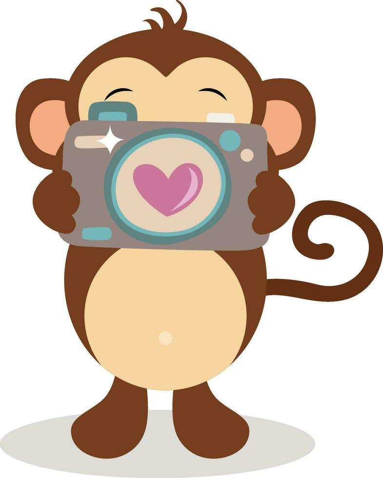 schattig aap met een camera vector