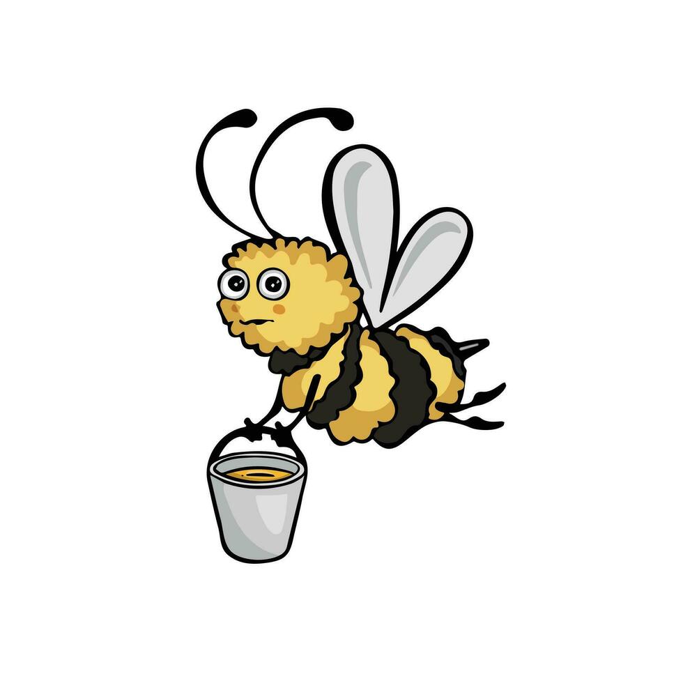 bij draag- een emmer van honing, vector illustratie