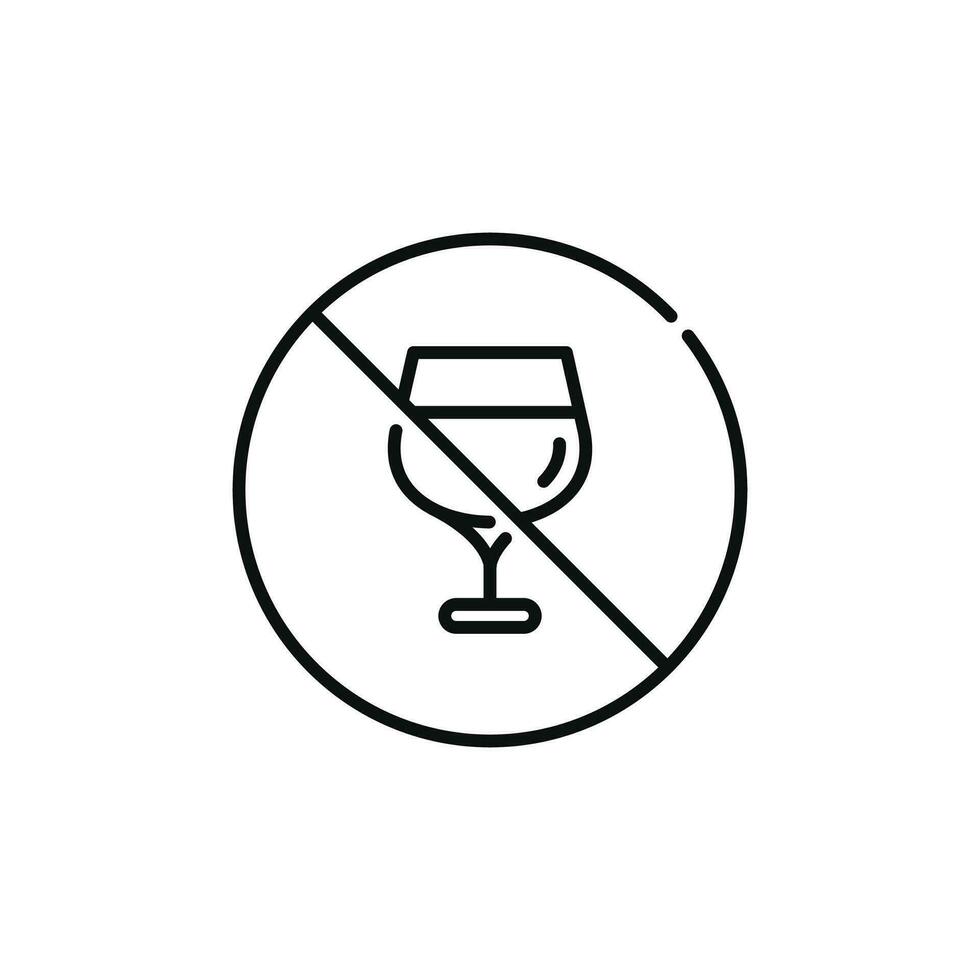 Nee alcohol lijn icoon teken symbool geïsoleerd Aan wit achtergrond vector