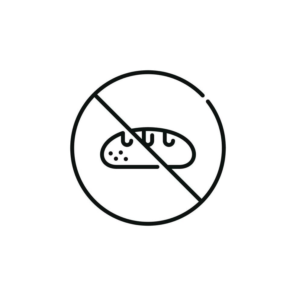Nee brood toegestaan lijn icoon teken symbool geïsoleerd Aan wit achtergrond. Nee voedsel teken symbool vector