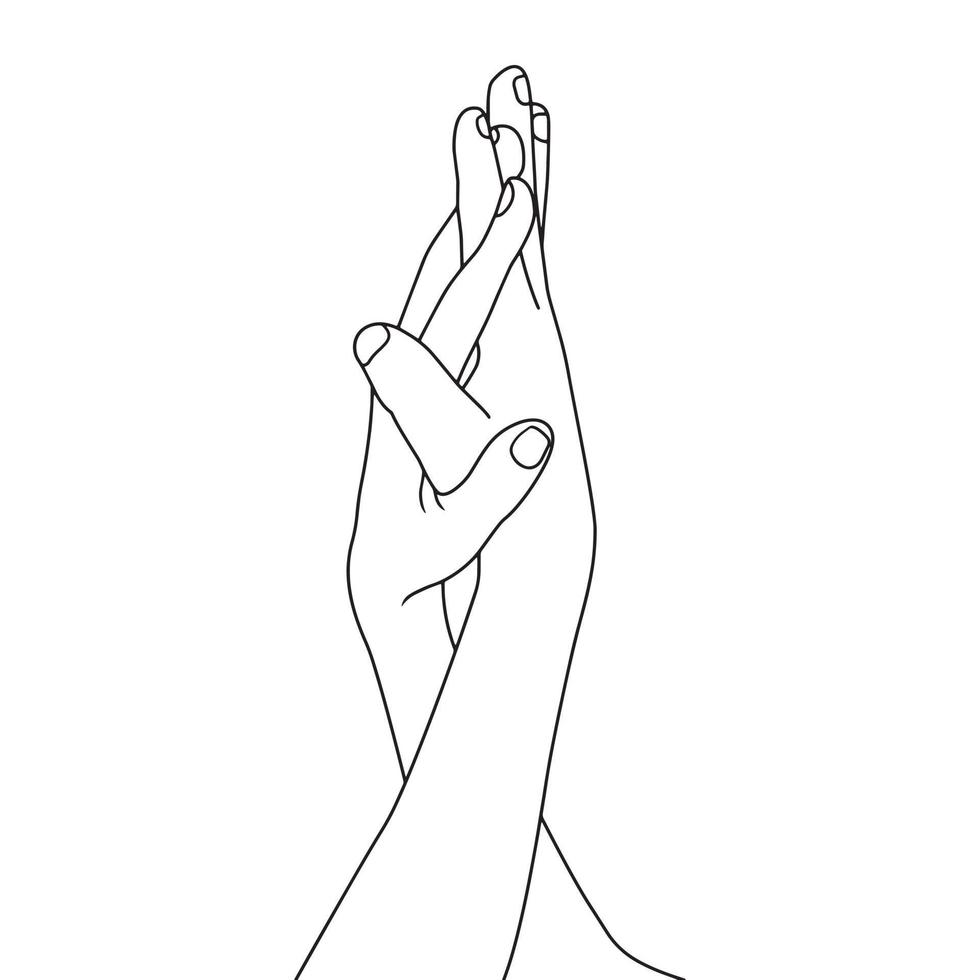 kleurplaten - schattige hand-holding pose, platte handgetekende vector