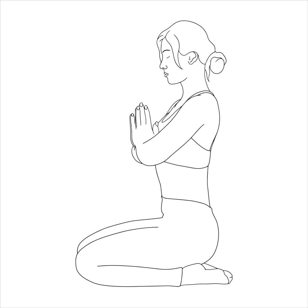 kleurplaten - karakter in yoga pose vectorillustratie karakter. vector