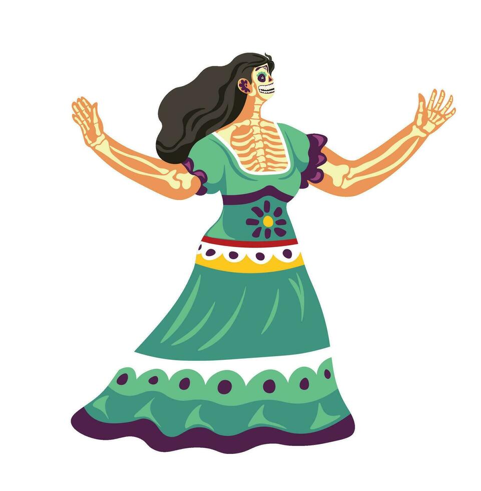 Mexicaans danser in jurk, volk dansen traditie vector