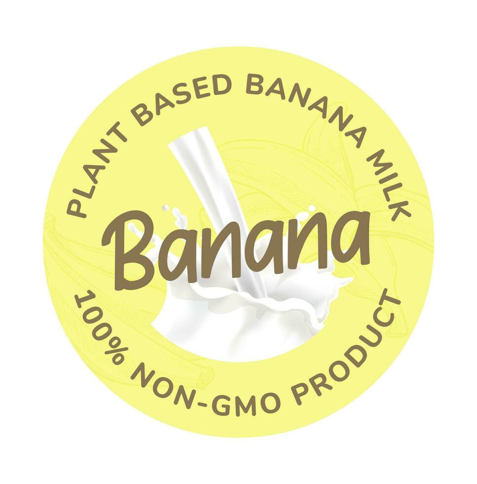 fabriek gebaseerd banaan melk, 100 procent niet ggo vector