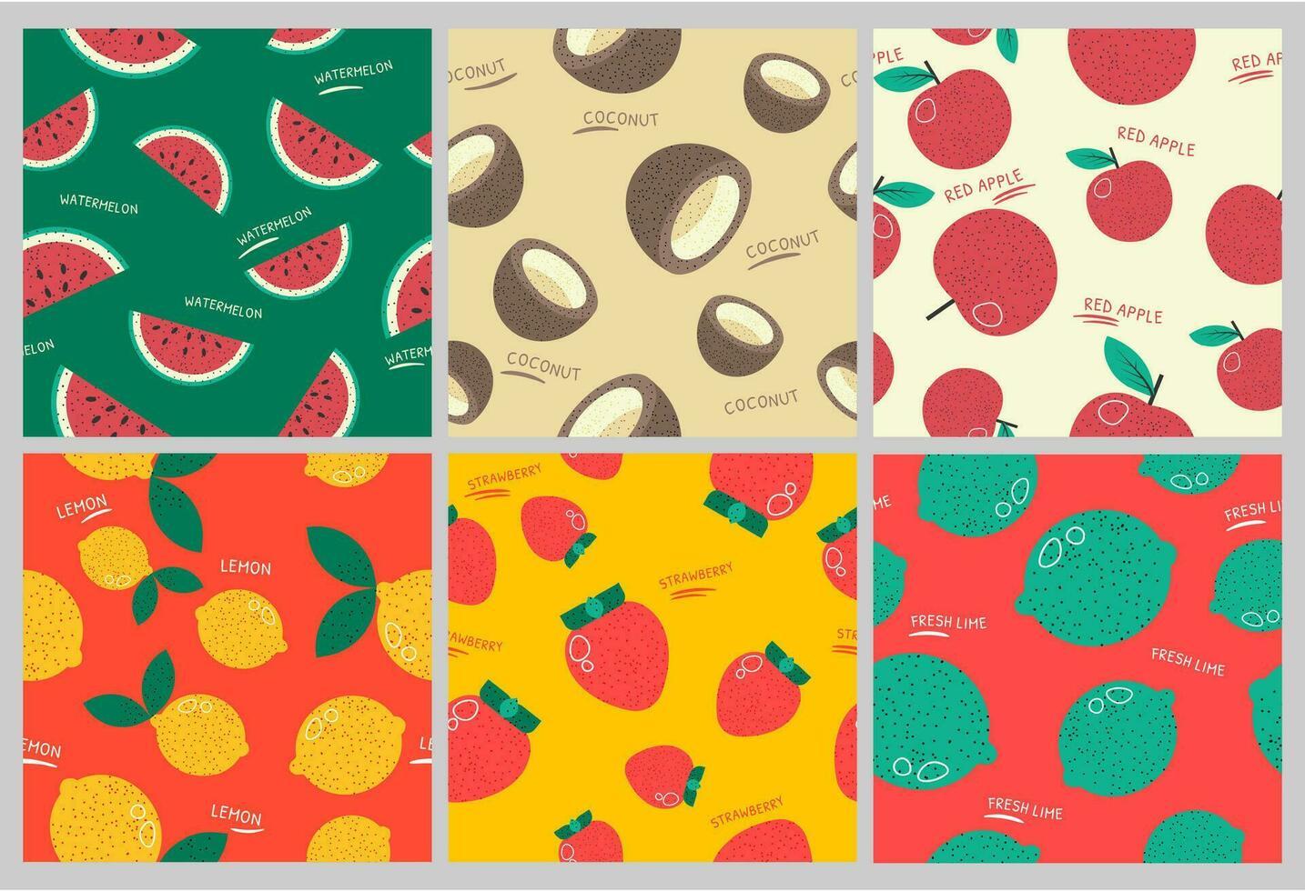 decoratief patroon reeks met kleurrijk fruit vector