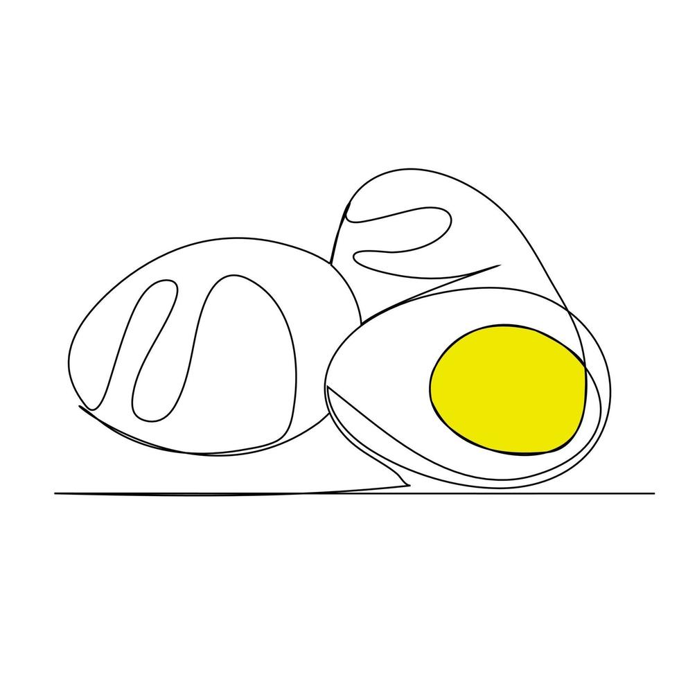 ononderbroken lijn. gebakken eieren. ontbijt, eidooiers en eiwitten. vector