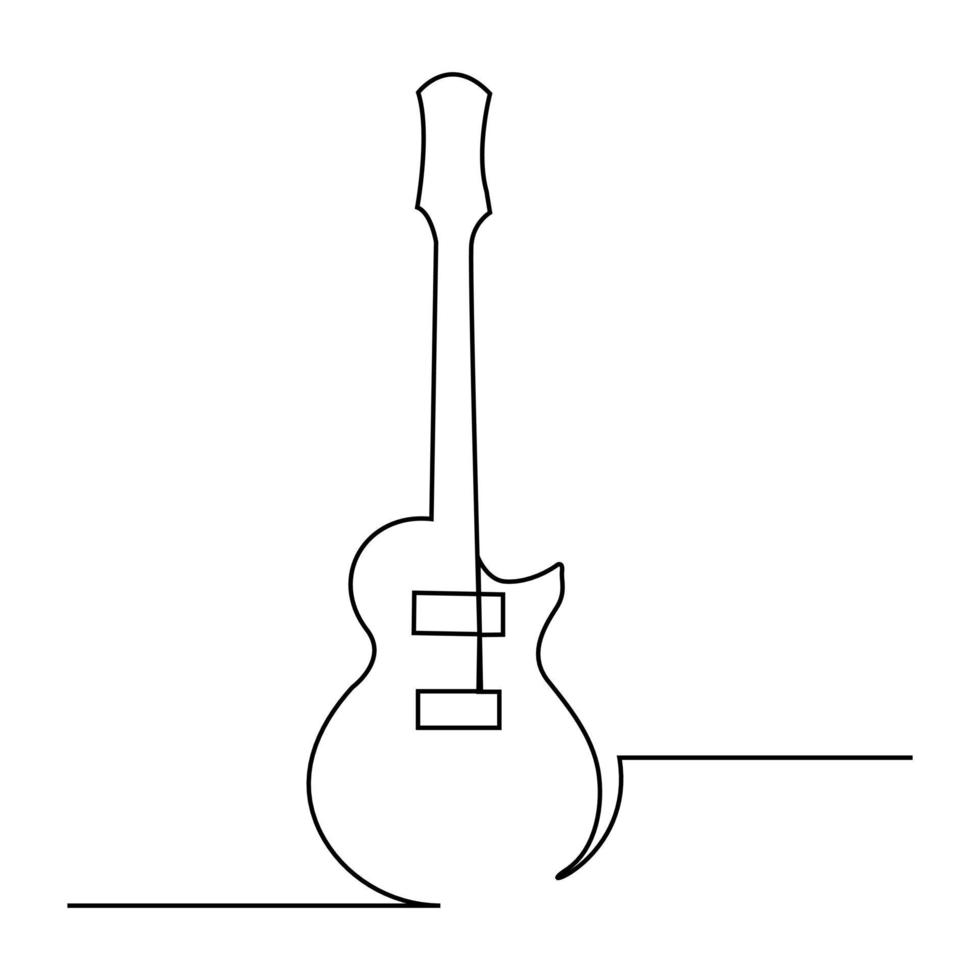 doorlopende lijntekening elektrisch gitaarinstrument vector