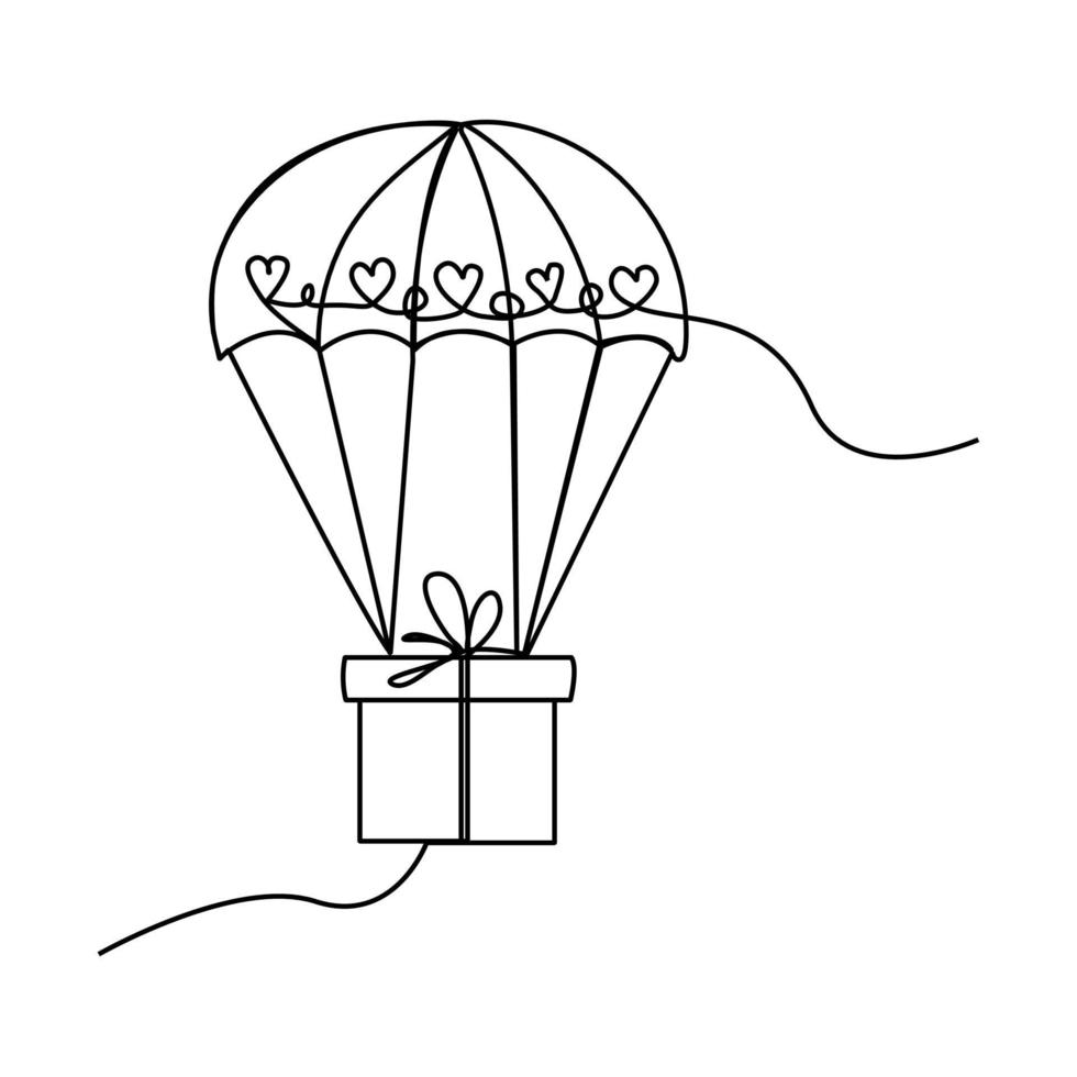 ononderbroken lijn parachute doos vector