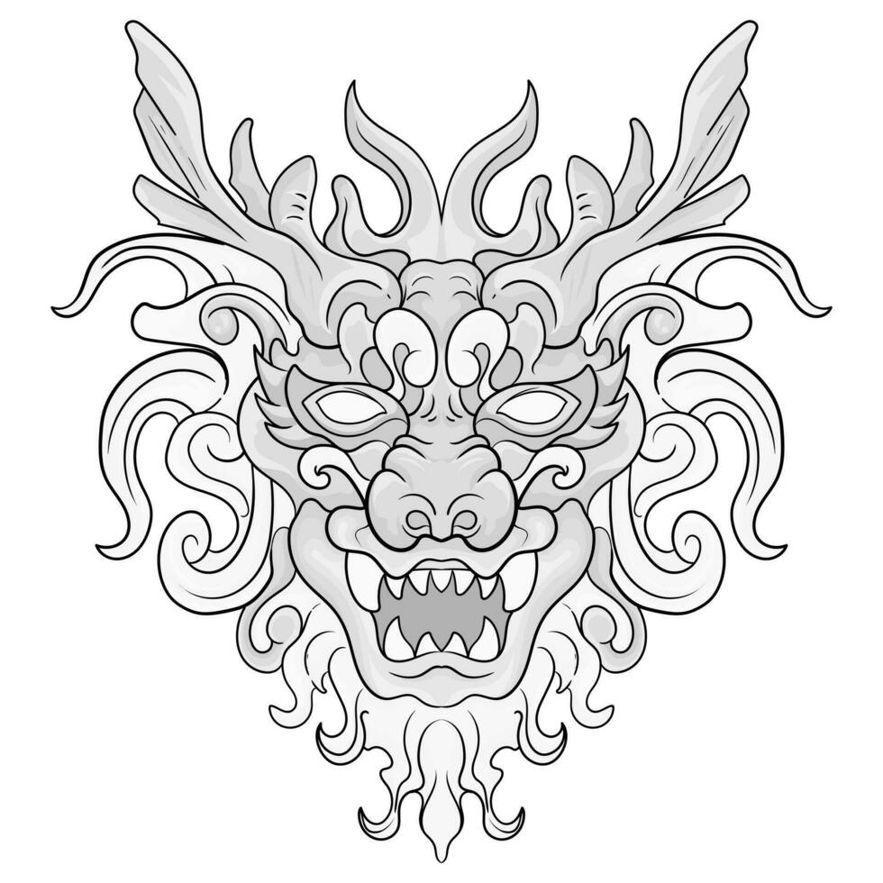 tatoeages zwart en wit barongsai draak Chinees illustratie. mooi zo voor element ontwerp en kleur Pagina's vector