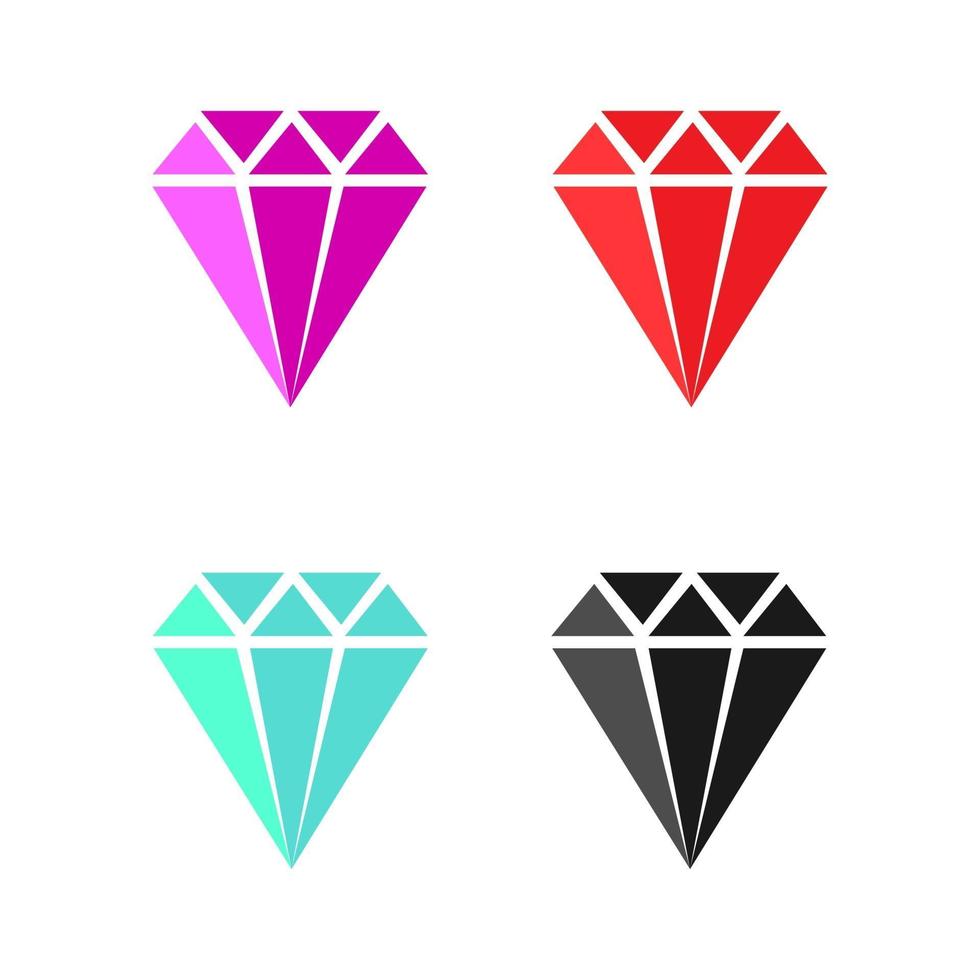 diamant set kleuren pictogram teken vlakke afbeelding vector