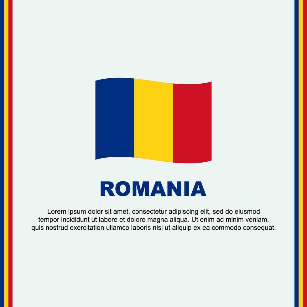 Roemenië vlag achtergrond ontwerp sjabloon. Roemenië onafhankelijkheid dag banier sociaal media na. Roemenië tekenfilm vector