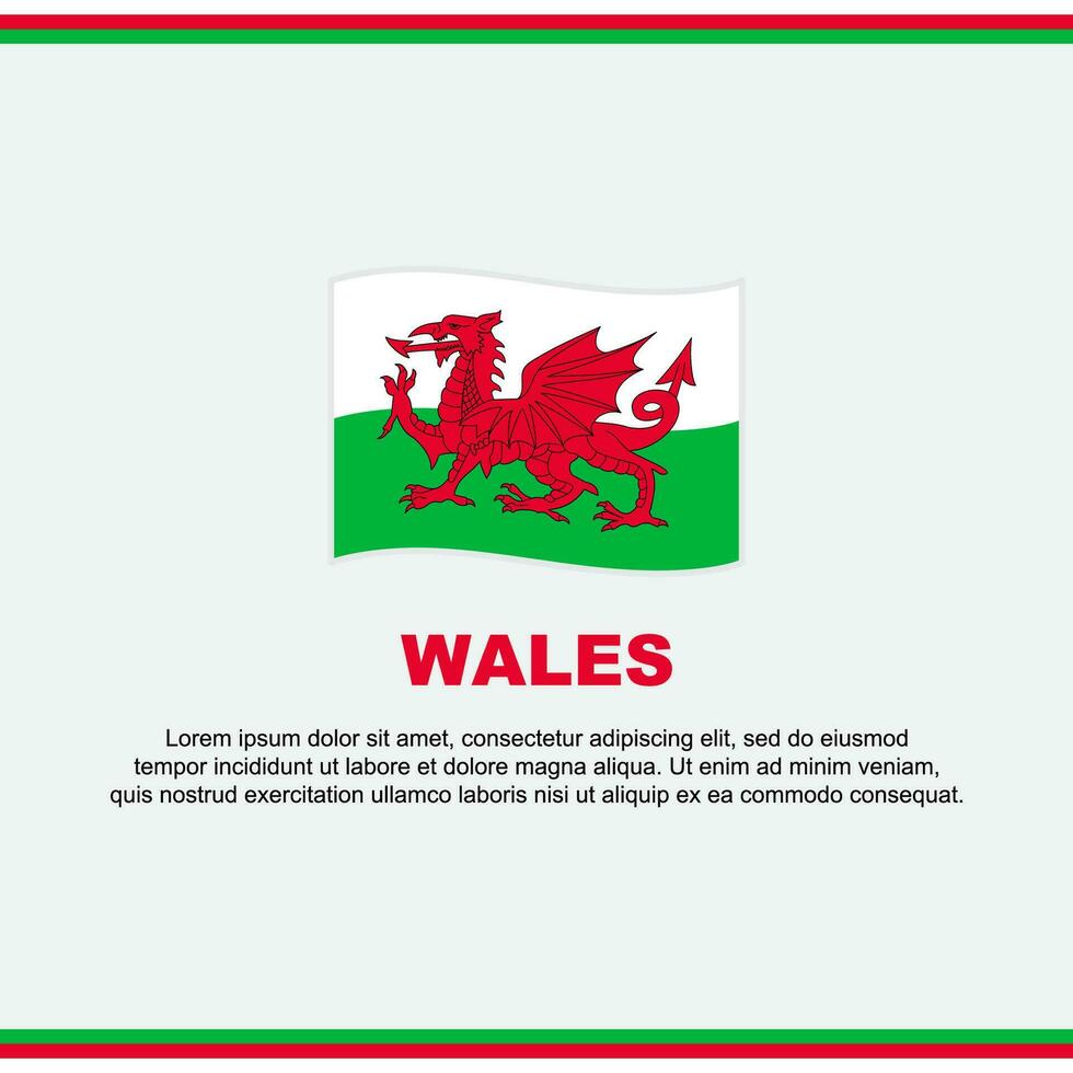 Wales vlag achtergrond ontwerp sjabloon. Wales onafhankelijkheid dag banier sociaal media na. Wales ontwerp vector
