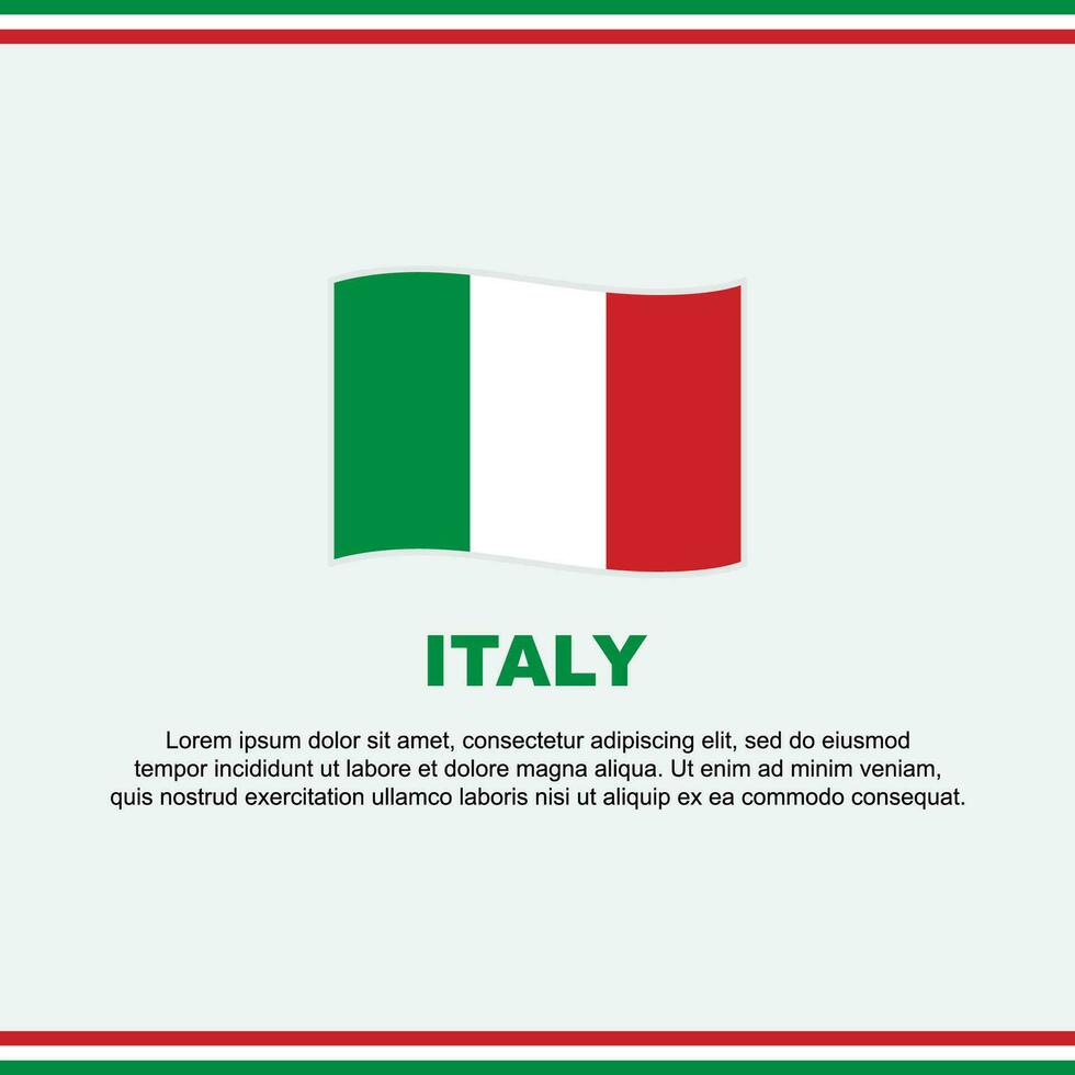 Italië vlag achtergrond ontwerp sjabloon. Italië onafhankelijkheid dag banier sociaal media na. Italië ontwerp vector