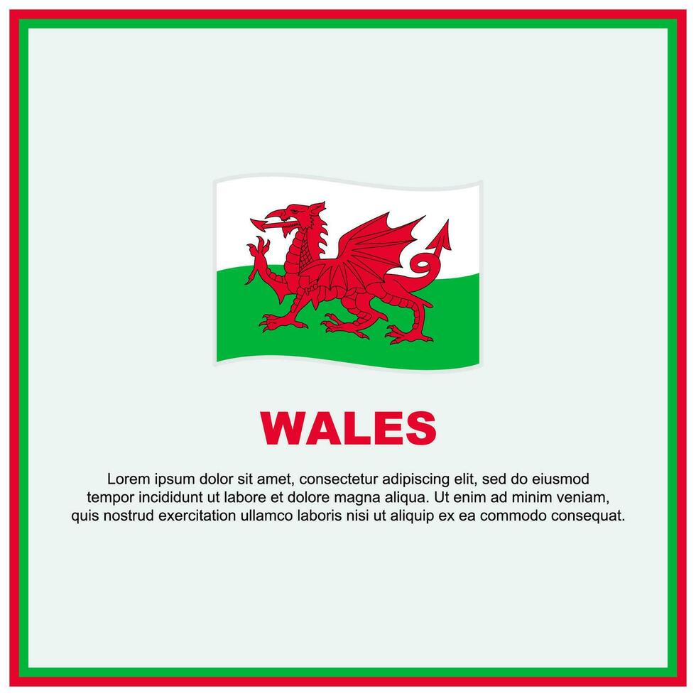 Wales vlag achtergrond ontwerp sjabloon. Wales onafhankelijkheid dag banier sociaal media na. Wales banier vector