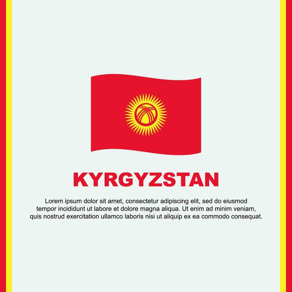 Kirgizië vlag achtergrond ontwerp sjabloon. Kirgizië onafhankelijkheid dag banier sociaal media na. Kirgizië tekenfilm vector