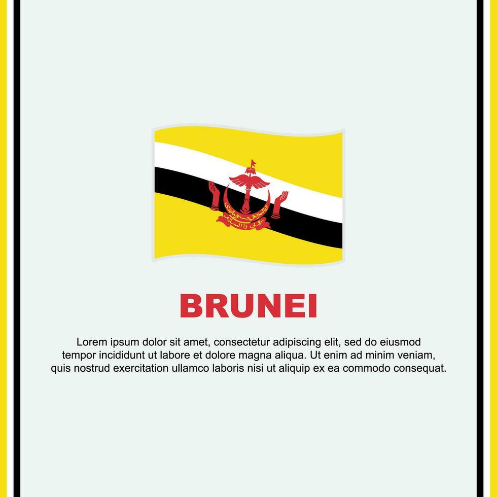 Brunei vlag achtergrond ontwerp sjabloon. Brunei onafhankelijkheid dag banier sociaal media na. Brunei tekenfilm vector