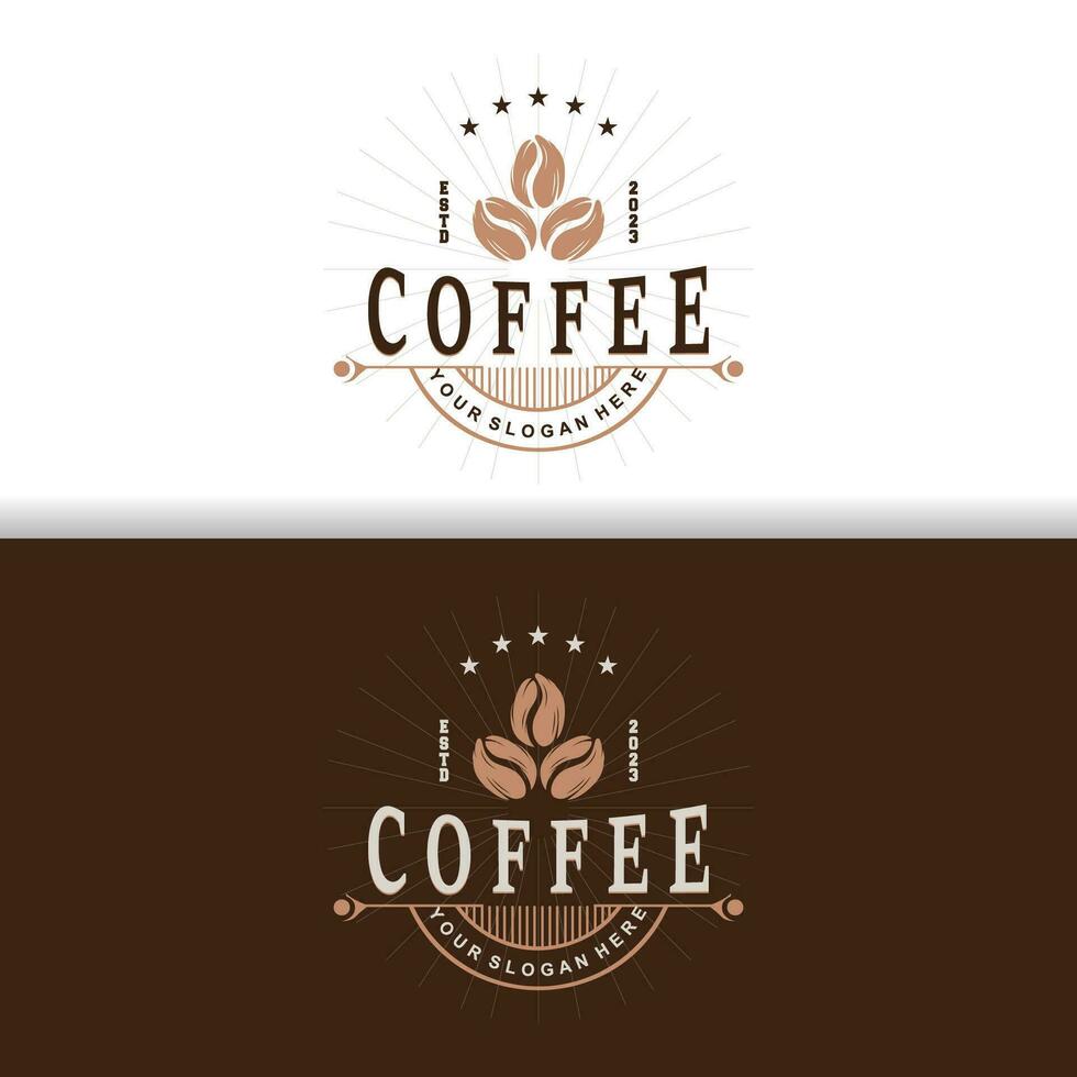 koffie logo, gemakkelijk cafeïne drinken ontwerp van koffie bonen, voor cafe, bar, restaurant of Product merk bedrijf vector