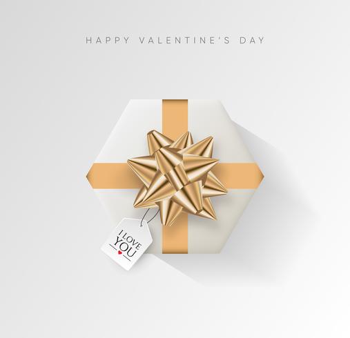 Valentijnsdag vector achtergrond. Kleurrijke verpakte geschenkdoos met lint.