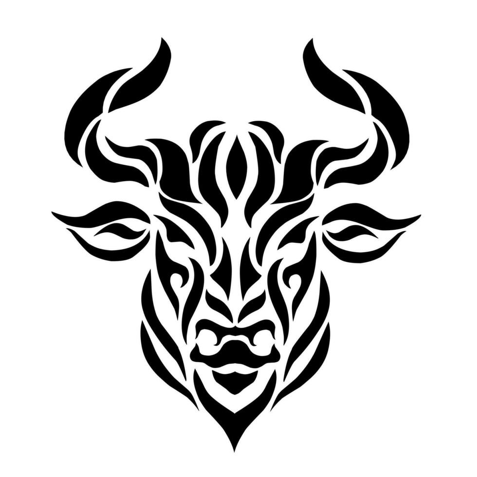 vector illustratie grafisch tribal kunst ontwerp zwart stier hoofd tatoeëren