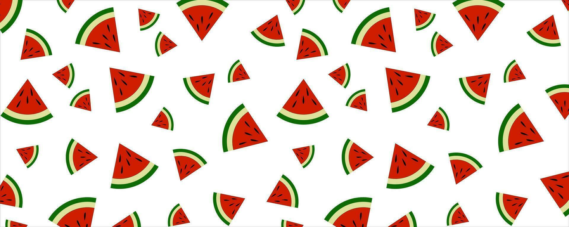 patroon met watermeloen plakjes Aan een wit achtergrond. vector