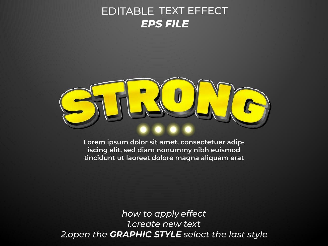 sterk tekst effect, doopvont bewerkbaar, typografie, 3d tekst vector
