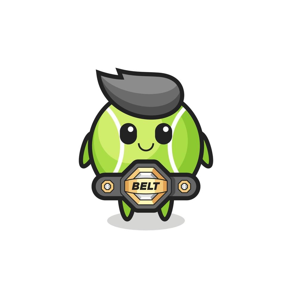 de mma fighter tennisbal mascotte met een riem vector