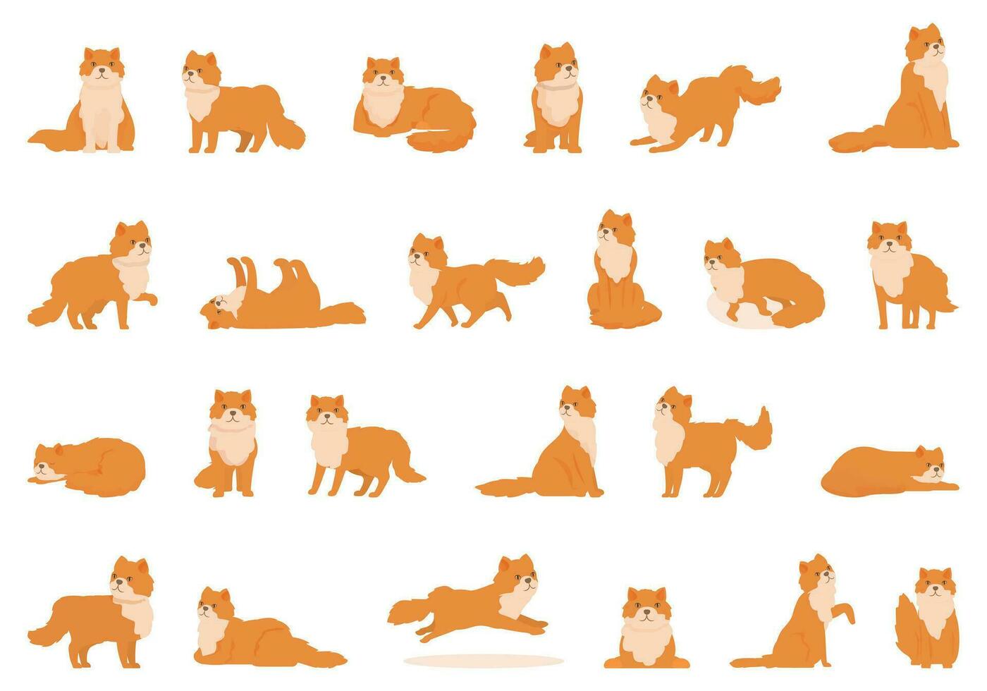 Perzisch kat pictogrammen reeks tekenfilm vector. dier schattig huisdier vector