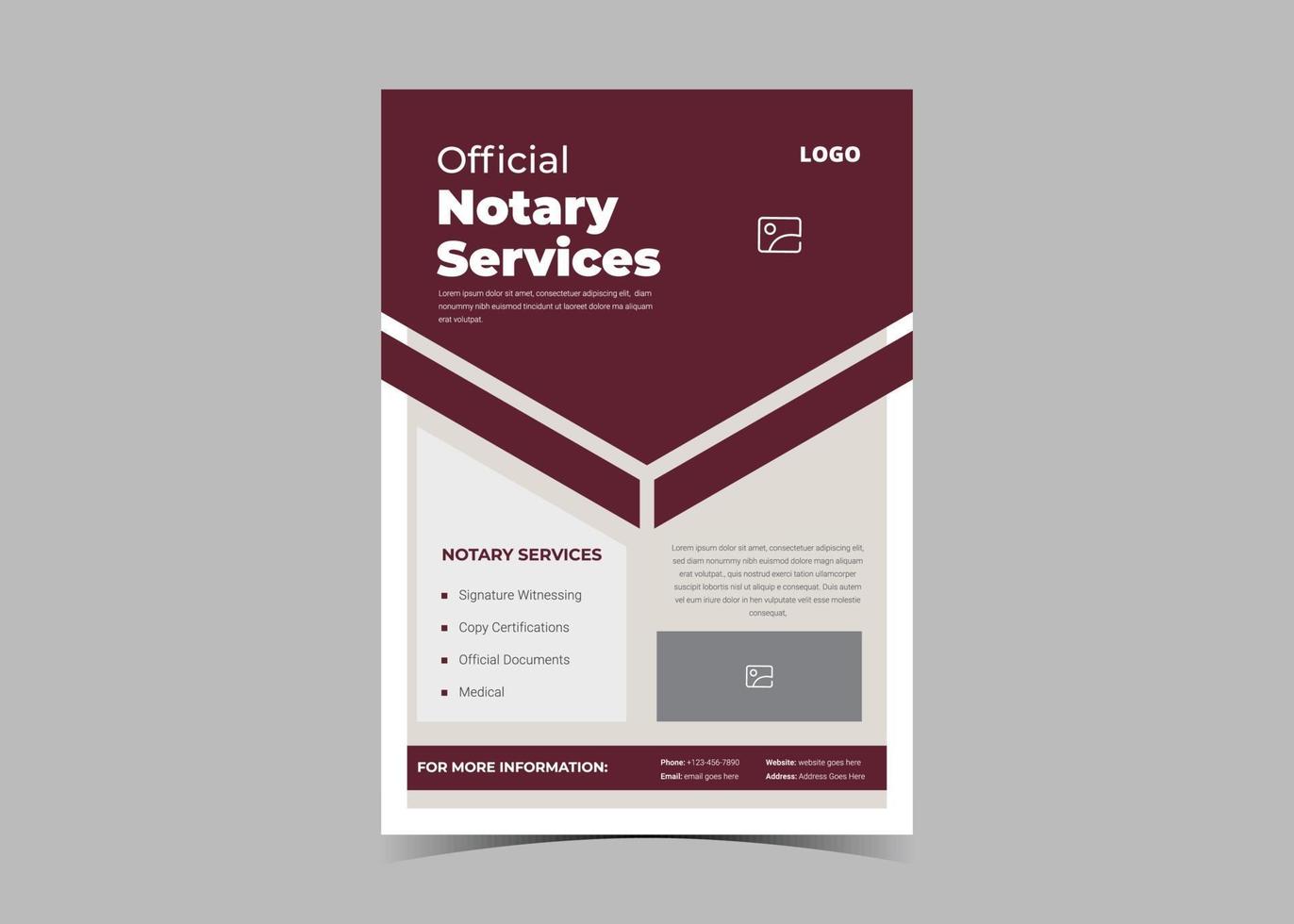 notaris service flyer sjabloonontwerp. advocaat notaris diensten vector
