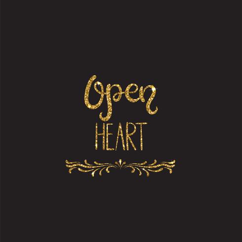 Open hart. Romantische letters met glitter. Gouden schittert vector