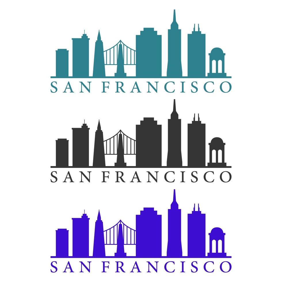 san francisco skyline geïllustreerd op witte achtergrond vector