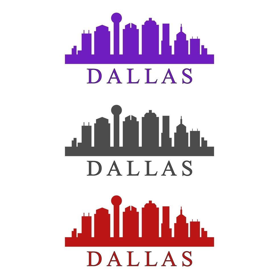 skyline van dallas geïllustreerd op witte achtergrond vector