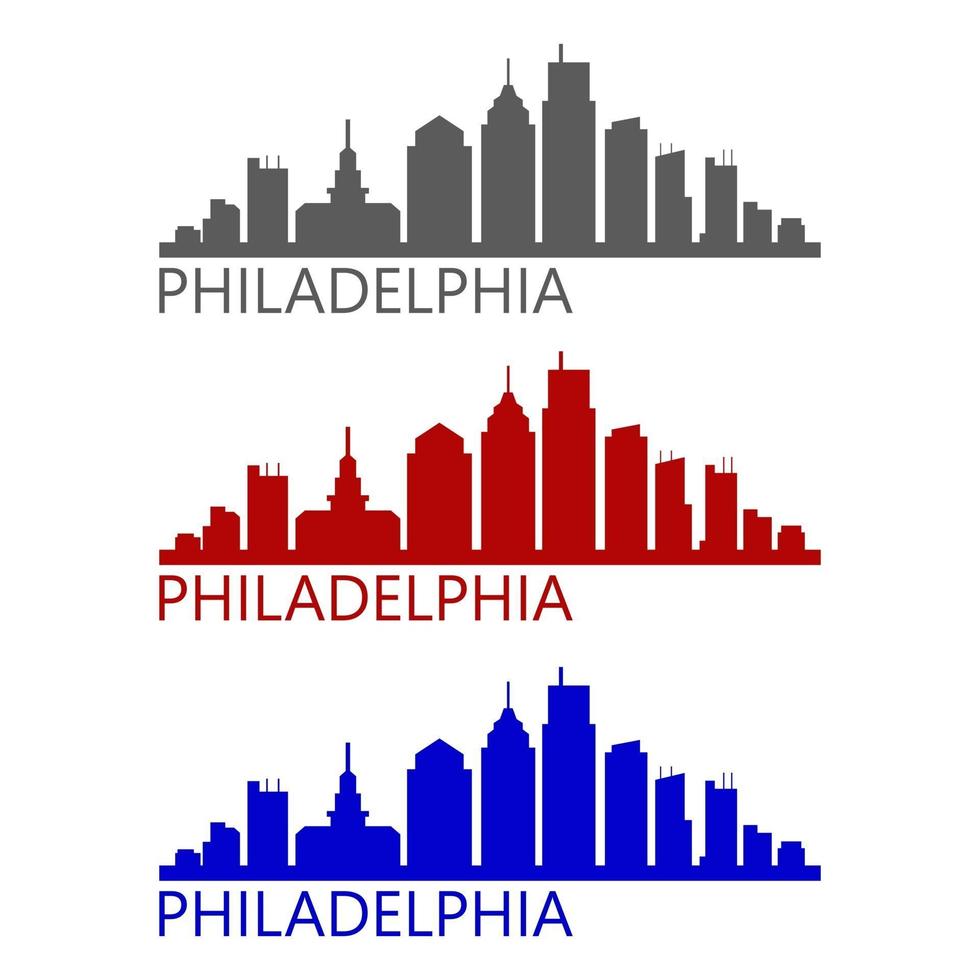 philadelphia skyline geïllustreerd op witte achtergrond vector