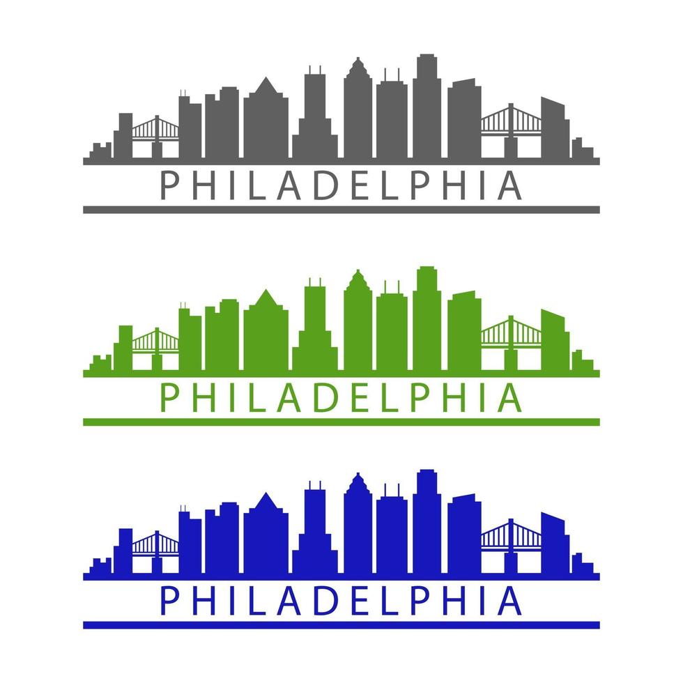 philadelphia skyline geïllustreerd op witte achtergrond vector