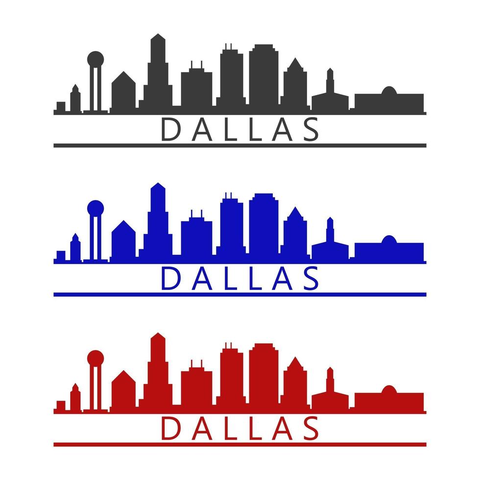 skyline van dallas geïllustreerd op witte achtergrond vector