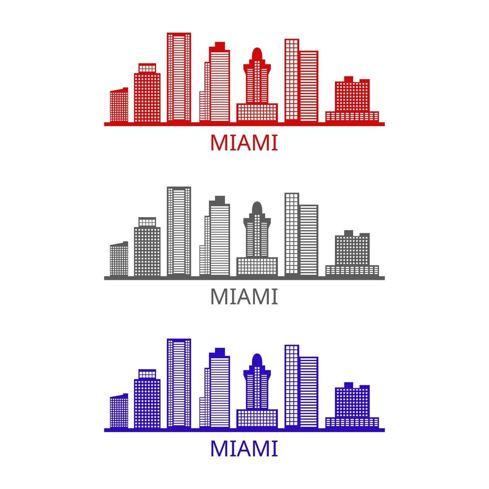 Miami skyline geïllustreerd op witte achtergrond vector