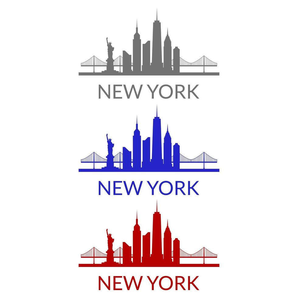 skyline van new york geïllustreerd op witte achtergrond vector