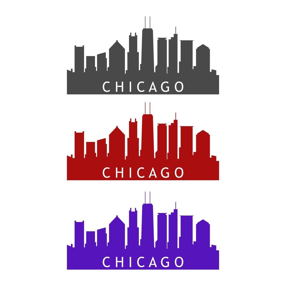 skyline van chicago geïllustreerd op witte achtergrond vector