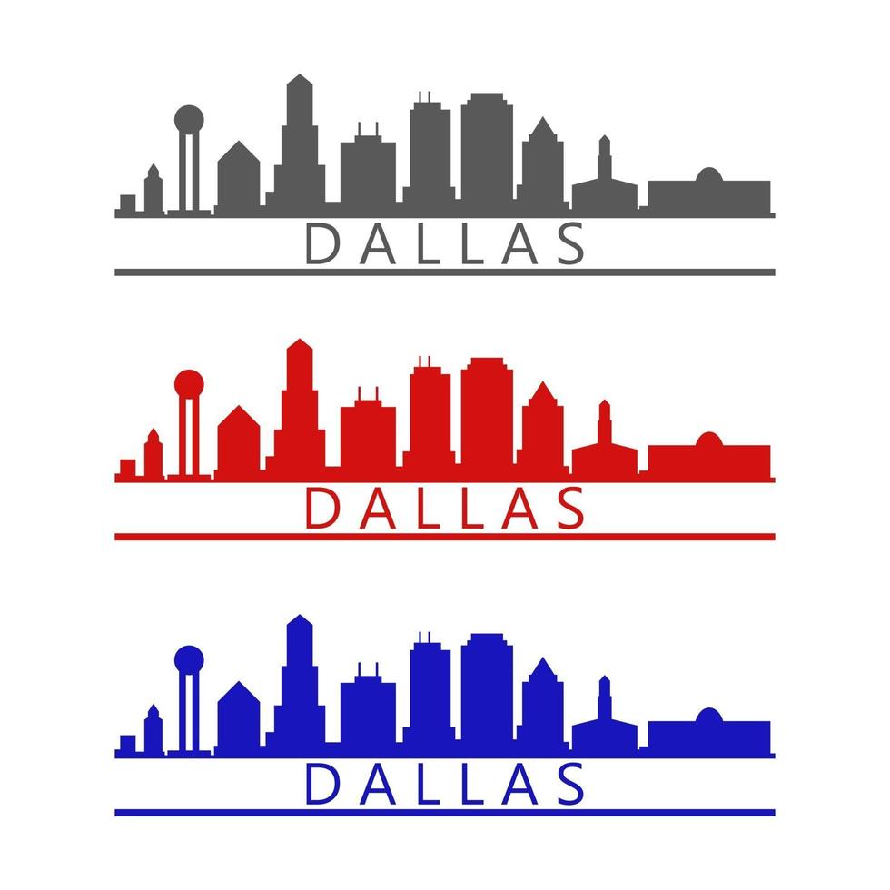 skyline van dallas geïllustreerd op witte achtergrond vector