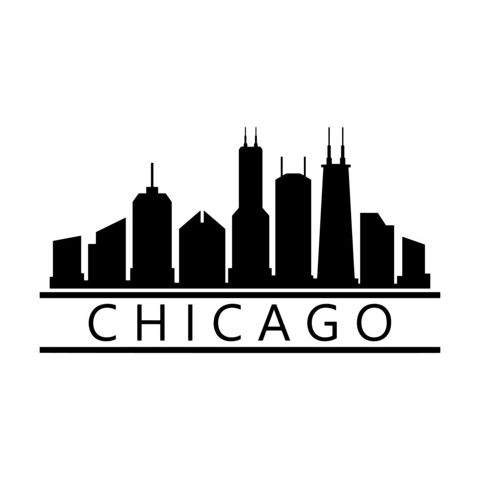 skyline van chicago geïllustreerd op witte achtergrond vector