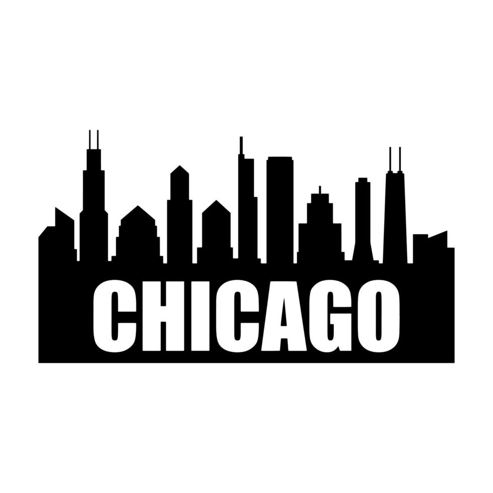 skyline van chicago geïllustreerd op witte achtergrond vector