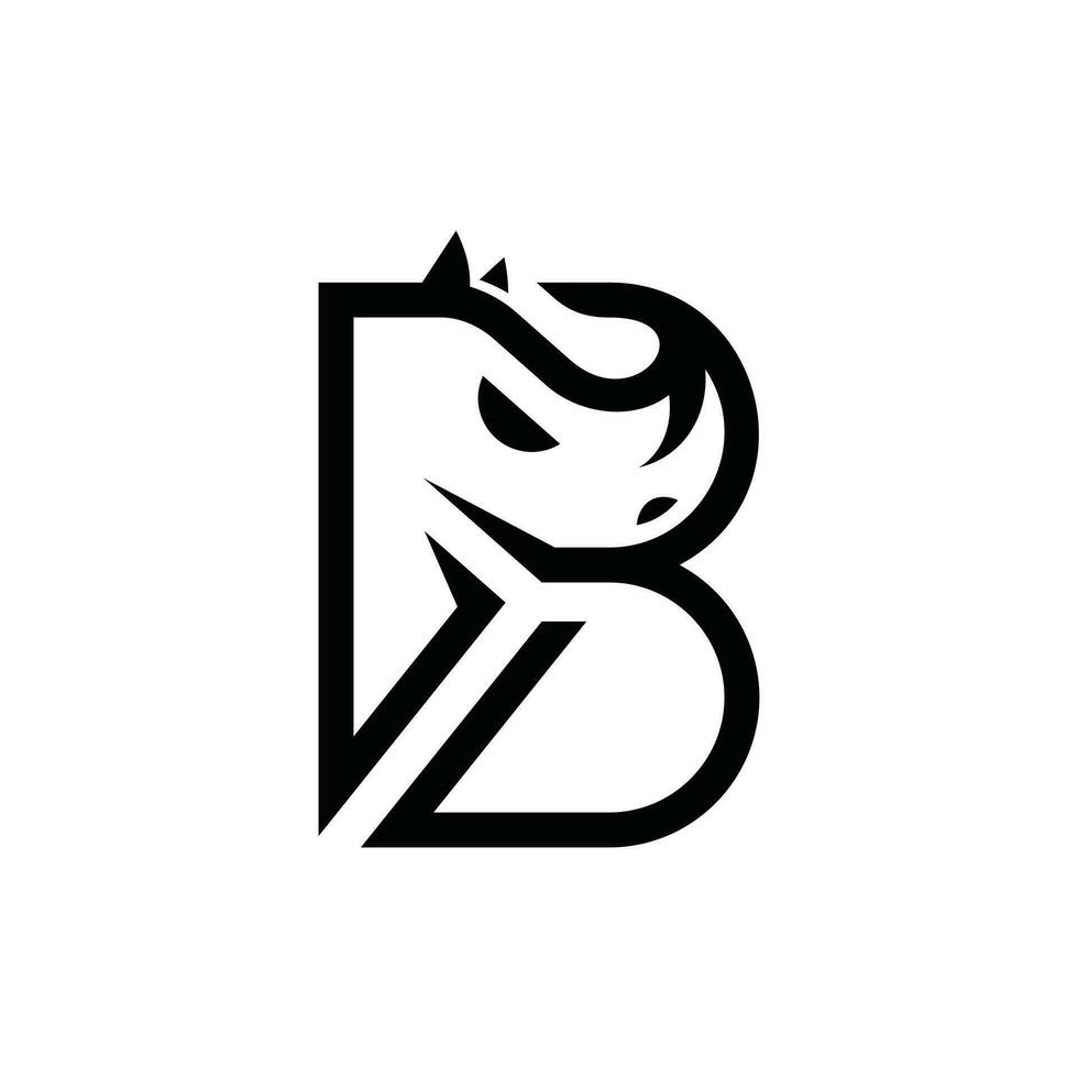 brief b neushoorn hoofd logo vector ontwerp. abstract, ontwerpen concept, logo's, logotype element voor sjabloon