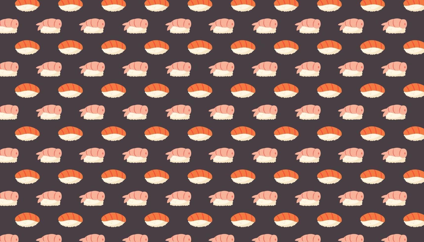 sushi met verse zalm vis garnalen Aziatisch eten patroon banner vector