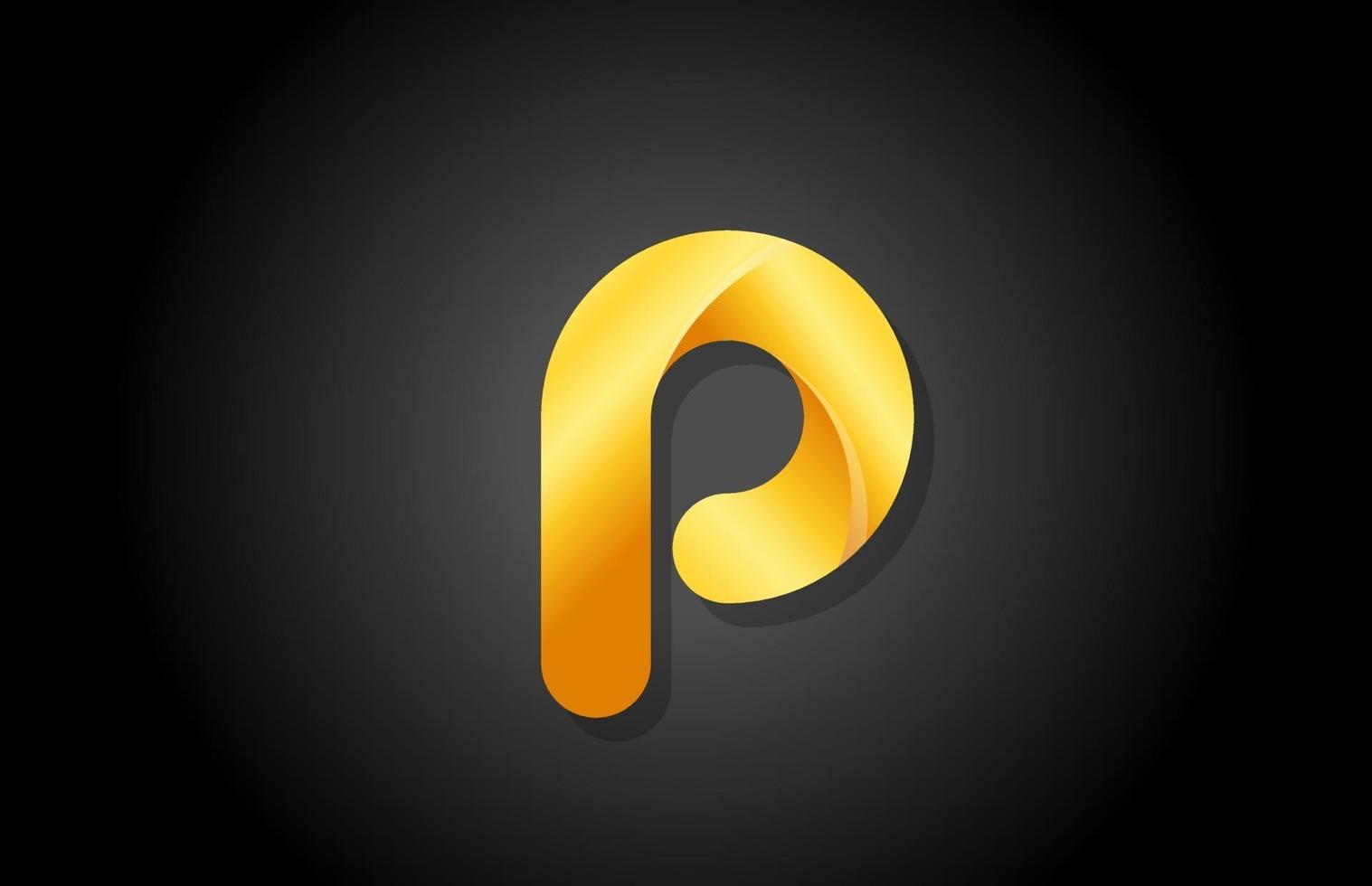 goud gouden gradiënt logo p alfabet letter ontwerp icoon voor bedrijf vector