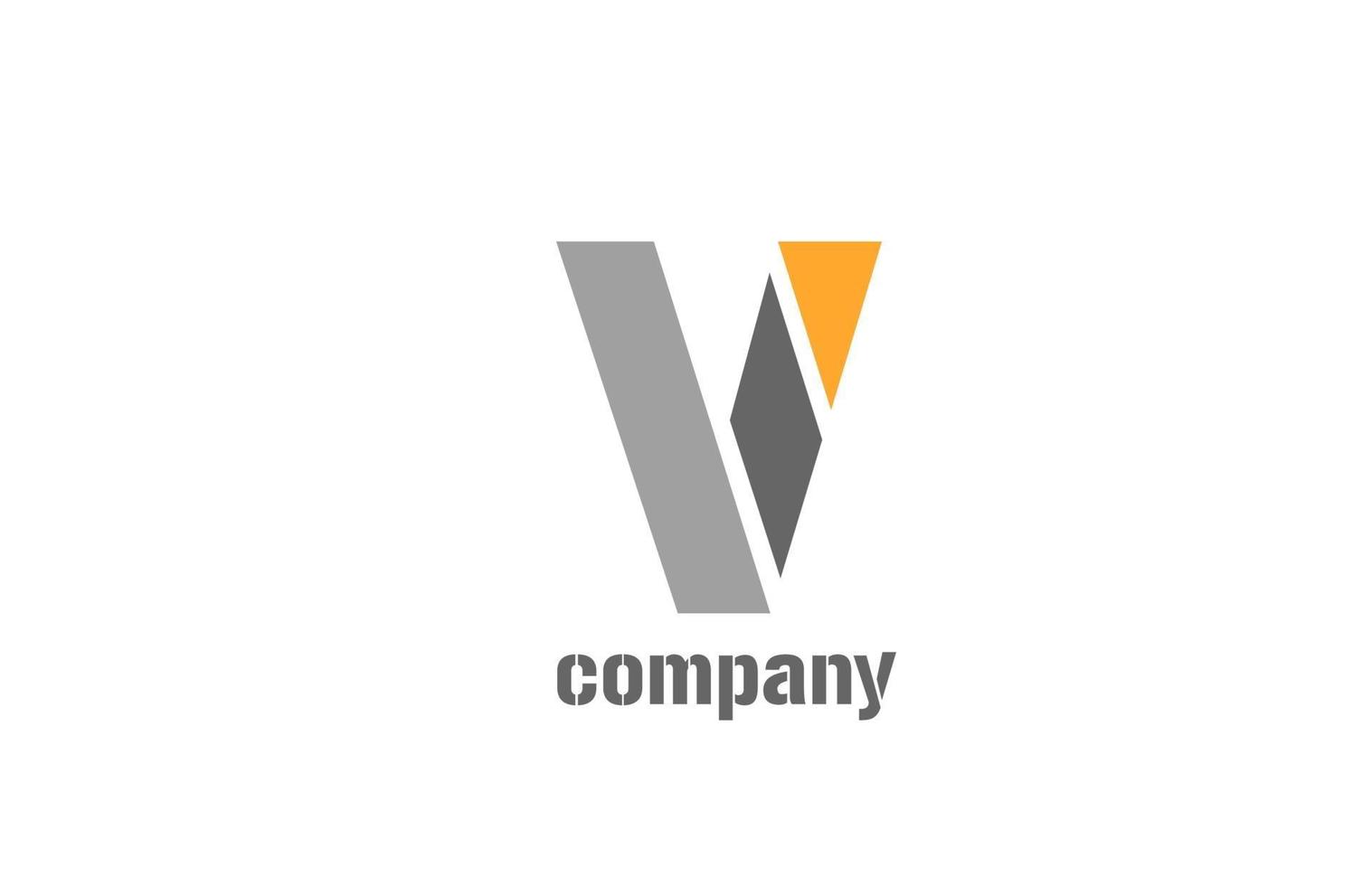 geel en grijs v alfabet logo ontwerp icoon voor het bedrijfsleven vector