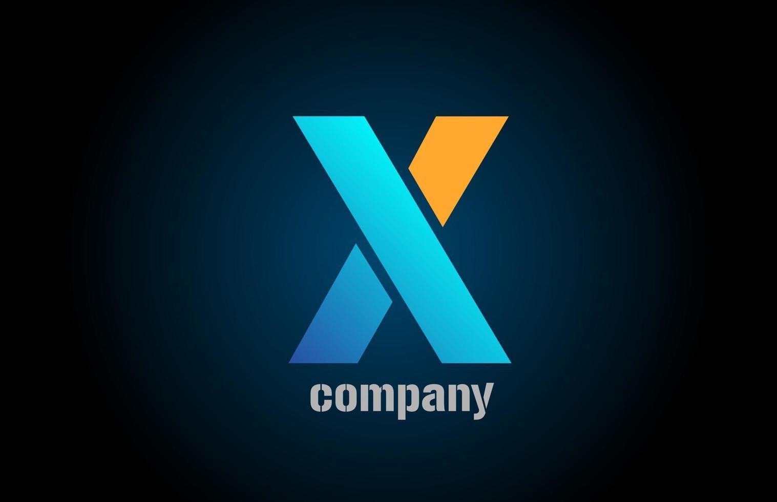 blauw en oranje logo x alfabet letter ontwerp icoon voor bedrijf vector