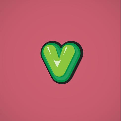 Groen komisch karakter van een fontset, vectorillustratie vector