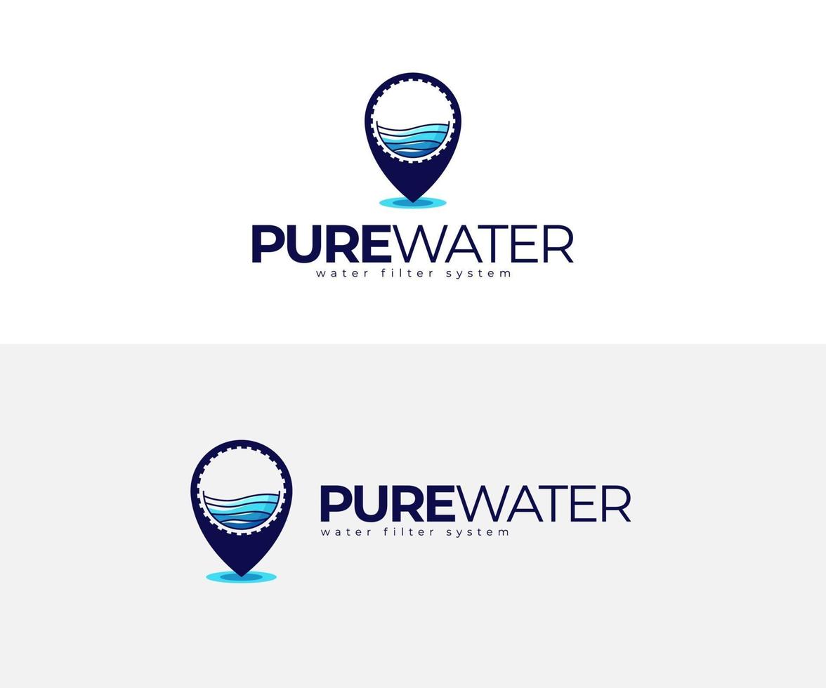 mineraal zuiver water en pin logo ontwerpsjabloon vector