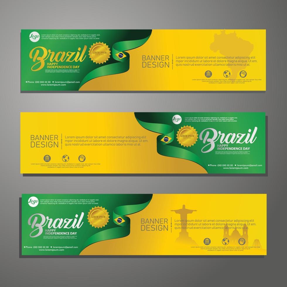 set banner ontwerpsjabloon onafhankelijkheidsdag brazilië moderne achtergrond vector