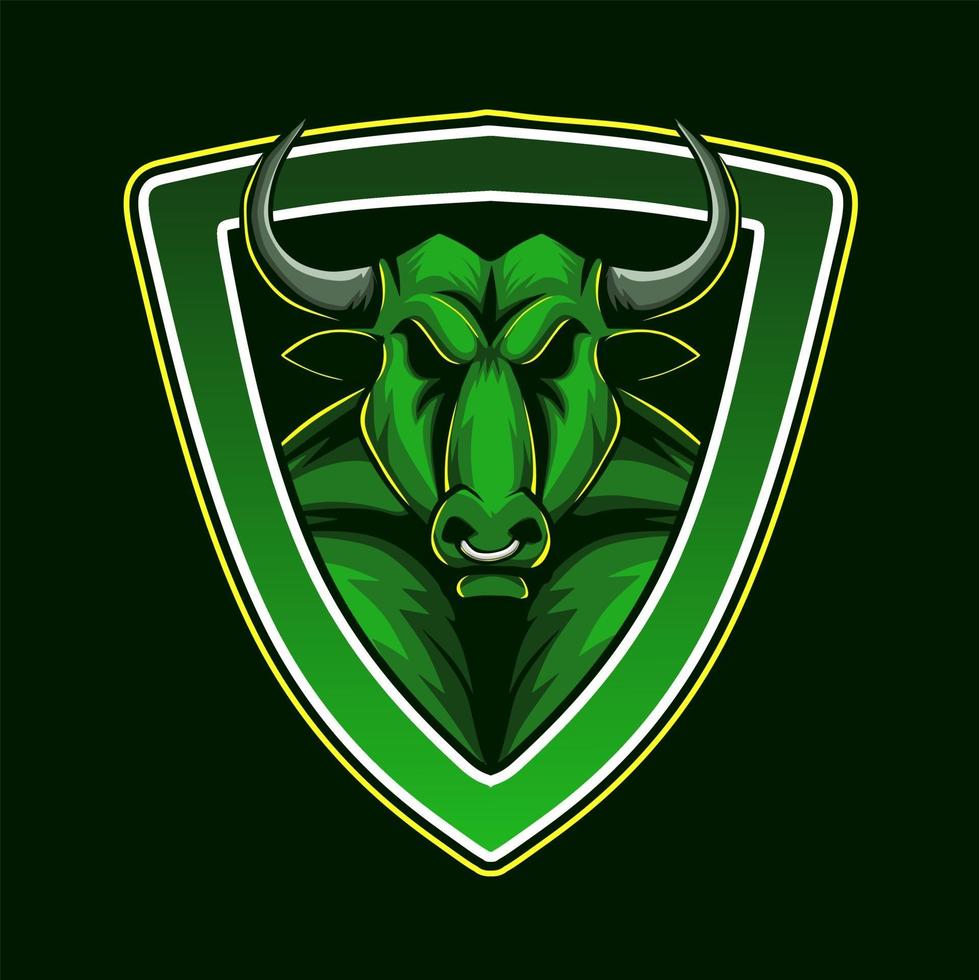 esport-logo van groene stier. voor esport-gaming vector