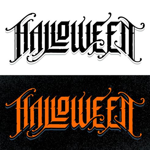 Halloween handgetekende gotische letters vector